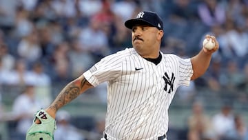 NEW YORK, NY - JUNE 18: Nestor Cortes #65 of the New York Yankees pitches during the first inning at bat at Yankee Stadium on June 18, 2024 in New York City. Adam Hunger/Getty Images/AFP (Photo by Adam Hunger / GETTY IMAGES NORTH AMERICA / Getty Images via AFP)