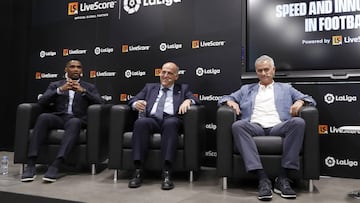 12/09/19 ACTO LALIGA VELOCIDAD E INNOVACION EN EL FUTBOL SPONSOR LIVESCORE
SAMUEL ETOO JAVIER TEBAS JOSE MOURINHO