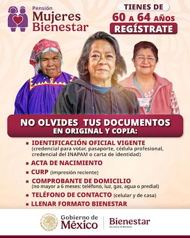Pensión Mujeres Bienestar 2025: quiénes pueden registrarse del 18 al 23 de agosto y qué requisitos necesitan