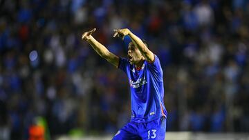 Camilo Candido of Cruz Azul during the 16th round match between Cruz Azul and Atlas as part of the Torneo Clausura 2024 Liga BBVA MX at Ciudad de los Deportes Stadium on April 21, 2024 in Mexico City, Mexico.