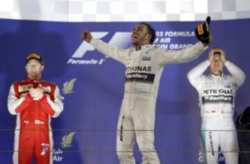 Lewis Hamilton, Kimi Raikkonen y Nico Rosberg.