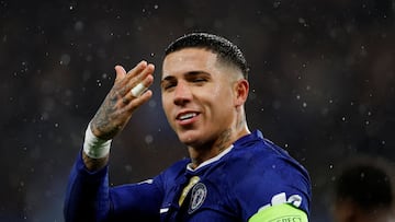 Soccer Football - UEFA Champions League - Chelsea v Ajax Amsterdam - Stamford Bridge, London, Britain - October 22, 2025 Chelsea's Enzo Fernandez celebrates scoring their third goal Action Images via Reuters/Peter Cziborra TPX IMAGES OF THE DAY