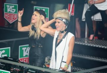 Maria Sharapova con Miriam Nervo y Olivia Nervo de NERVO en la fiesta TAG Heuer en Ms Collins en Melbourne, Australia.