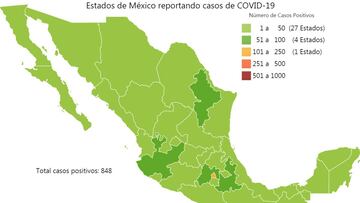 Mapa y casos de coronavirus en México por estados hoy 29 de marzo