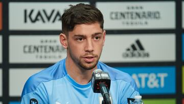 Federico Valverde during the Press conference of the Uruguay National Team, prior to the Friendly match in preparation for the FIFA World Cup Qatar 2022 against the Mexican National Team (Mexican Team, at State Farm Stadium, on June 01, 2022.
<br><br>
Federico Valverde durante la Conferencia de Prensa de la Seleccion de Uruguay previo al partido Amistoso de preparacion rumbo a la Copa Mundial de la FIFA Catar 2022 contra la Seleccion Nacional de Mexico (Seleccion Mexicana), en el Estadio State Farm, el 01 de Junio de 2022.