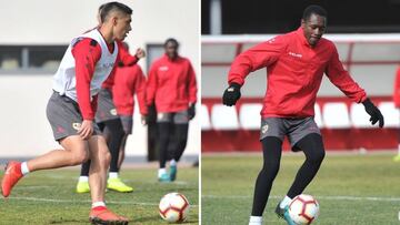 Vel&aacute;zquez e Imbula, en el entrenamiento del Rayo.