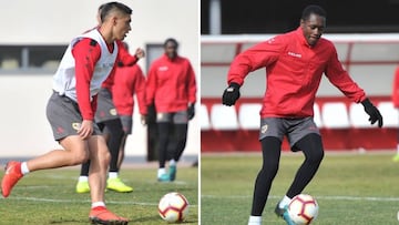 Vel&aacute;zquez e Imbula, en el entrenamiento del Rayo.