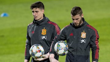 De Gea y Kepa, en un entrenamiento con la Selección.