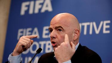 FILE PHOTO: FIFA Executive Football Summit Press Conference - Hilton Hotel, Heathrow Airport, London, England - 9/3/17 FIFA president Gianni Infantino during the press conference Action Images via Reuters / Matthew Childs Livepic EDITORIAL USE ONLY./File