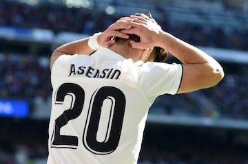 MADRID, SPAIN - FEBRUARY 17:  Marco Asensio of Real Madrid reacts during the La Liga match between Real Madrid CF and Girona FC at Estadio Santiago Bernabeu on February 17, 2019 in Madrid, Spain. 