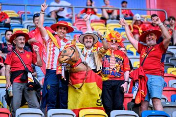 El buen juego de España en la Eurocopa está haciendo las delicias de los aficionados, tanto los que están en casa como los que se han desplazado hasta Alemania. Sirva como ejemplo esta divertida imagen de un grupo de seguidores en las gradas del Merkur Spielarena de Düsseldorf. Aficiones hay muchas; pero como la de La Roja, ninguna.