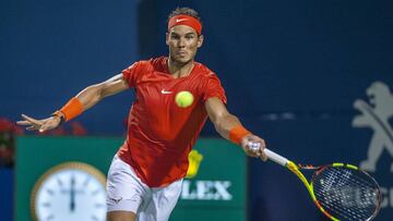 WTX31. Toronto (Canada), 12/08/2018.- Rafael Nadal of Spain in action against Karen Khachanov of Russia during their semifinal match at the Rogers Cup Men&#039;s Tennis tournament in Toronto, Canada, 11 August 2018. (Tenis, Rusia, Espa&ntilde;a) EFE/EPA/W