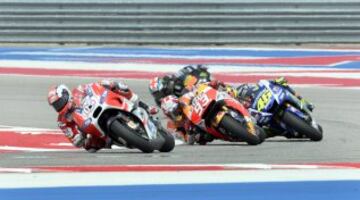 Circuito de las Américas, Austin. MotoGP. Andrea Dovizioso, Marc Márquez y Valentino Rossi.
