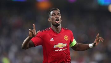 BERN, SWITZERLAND - SEPTEMBER 19: Paul Pogba of Manchester United celebrates after scoring a goal to make it 1-0 during the Group H match of the UEFA Champions League between BSC Young Boys and Manchester United at Stade de Suisse, Wankdorf on September 1