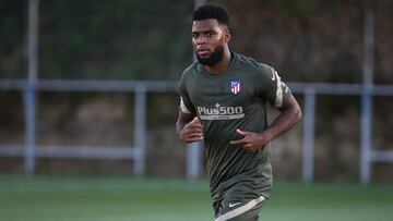 Lemar, en un entrenamiento del Atlético.