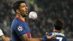 Soccer Football - Champions League - Group A - Lokomotiv Moscow v Atletico Madrid - RZD Arena, Moscow, Russia - November 3, 2020 Atletico Madrid&#039;s Luis Suarez reacts Pool via REUTERS/Yuri Kochetkov