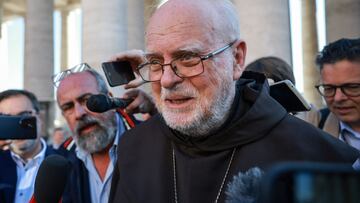 Cardinal Anders Arborelius arrives for a general congregation meeting in the Vatican, as seen from Rome, Italy, April 29, 2025. REUTERS/Louisa Gouliamaki