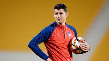 Morata, en el entrenamiento previo al Real Madrid-Atlético de la Supercopa.