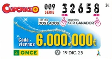Cuponazo de la ONCE: comprobar los resultados del sorteo hoy, viernes 19 de diciembre