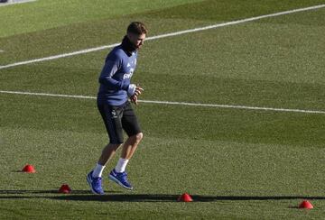 Sergio Ramos in training as he recovers from an injury picked up during the Club World Cup.