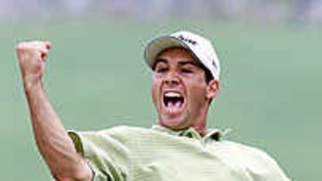 Sergio García muestra su alegría tras el 'birdie' conseguido en el hoyo de desempate frente a David Toms.