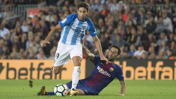 Cecchini, durante el Barcelona - M&aacute;laga de Liga.