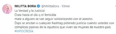 Los duros mensajes de Militta Bora contra Chano Charpentier: "Que vaya preso o al Borda"