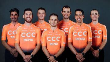Imagen de los siete ciclistas del CCC que tomar&aacute;n la salida en el Tour Down Under 2019.