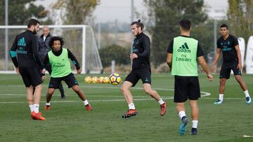 Bale, en el entrenamiento del Real Madrid.