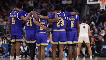 PROVIDENCE, RHODE ISLAND - MARCH 22: The McNeese State Cowboys look on against the Purdue Boilermakers during the second half in the second round of the NCAA Men's Basketball Tournament at Amica Mutual Pavillion on March 22, 2025 in Providence, Rhode Island. Maddie Meyer/Getty Images/AFP (Photo by Maddie Meyer / GETTY IMAGES NORTH AMERICA / Getty Images via AFP)