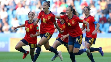 Jenni Hermoso celebra un gol durante el Mundial de Francia.