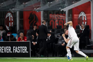 De esta forma celebró el histórico gol frente al Milan en el estadio de San Siro.