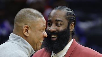 James Harden and head coach Doc Rivers