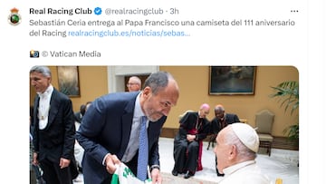 Sebasti¨¢n Ceria, del Racing, y el Papa Francisco.