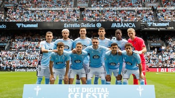Formación inicial del Celta contra el Girona en Balaídos.