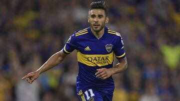 Argentina&#039;s Boca Juniors midfielder Eduardo Salvio celebrates after scoring the team&#039;s second goal against Colombia&#039;s Independiente Medellin during the Copa Libertadores group H football match at La Bombonera stadium, in Buenos Aires, on March 10, 2020. (Photo by JUAN MABROMATA / AFP)