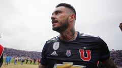 Futbol, Universidad de Chile vs Universidad Catolica
 Undecima fecha, campeonato de Transicion 2017
 El jugador de Universidad de Chile Mauricio Pinilla   durante el partido de primera division contra Universidad Catolica disputado en el estadio Nacional 