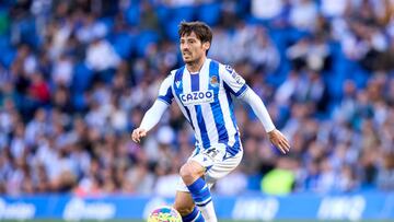 SAN SEBASTIAN, SPAIN - APRIL 08: David Silva of Real Sociedad in action during the LaLiga Santander match between Real Sociedad and Getafe CF at Reale Arena on April 08, 2023 in San Sebastian, Spain. (Photo by Ion Alcoba/Quality Sport Images/Getty Images)