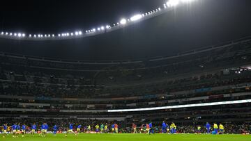   Players of America during the game America vs Atletico San Luis, corresponding to second leg match of Quarterfinals of the Torneo Clausura 2023 of the Liga BBVA MX, at Azteca Stadium, on May 13, 2023.

<br><br>

Jugadores de America durante el partido America vs Atletico San Luis, Correspondiente al partido de Vuelta de Cuartos de Final del Torneo Clausura 2023 de la Liga BBVA MX,en el Estadio Azteca, el 13 de Mayo de 2023.