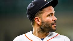 HOUSTON, TEXAS - AUGUST 23: Jose Altuve #27 of the Houston Astros walks back to the dugout after batting in the second inning against the Boston Red Sox at Minute Maid Park on August 23, 2023 in Houston, Texas.   Logan Riely/Getty Images/AFP (Photo by Logan Riely / GETTY IMAGES NORTH AMERICA / Getty Images via AFP)