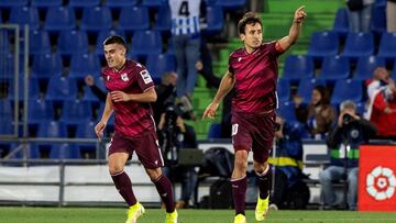 Mikel Oyarzabal, jugador de la Real Sociedad, celebra el gol anotado ante el Getafe CF en LaLiga Santander.
