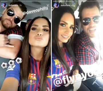 Demi Lovato viajando a ver el Barça-Juventus de pretemporada.