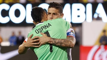 James Rodríguez destacó la actuación del portero David Ospina en la clasificación ante Perú en cuartos de final de la Copa América Centenario 2016.
