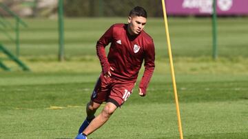 Juan Fernando Quintero, mediocampista colombiano, en un entrenamiento de River Plate