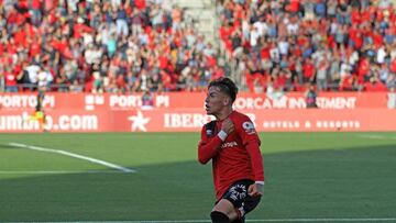 Brandon Thomas celebra un gol durante un partido con el Mallorca.