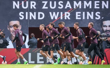 The German national soccer team trains