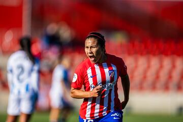 Leicy Santos celebra el 1-0 del Atlético a la Real Sociedad.