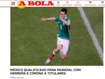 La titularidad de Tecatito y Héctor Herrera fue lo destacado por este medio luso.