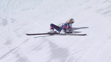 Lindsey Vonn, tras caer en el descenso.