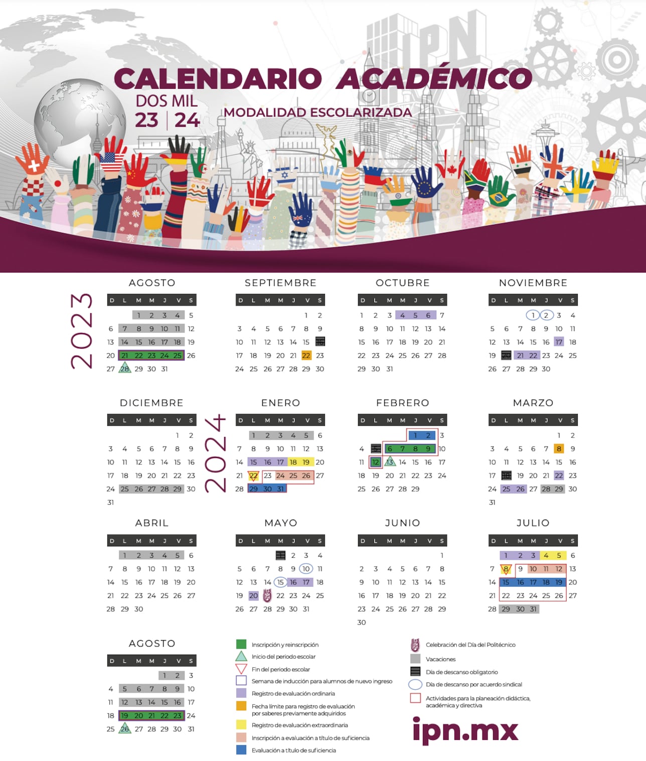 Calendario IPN 2023 2024 fechas, vacaciones y días festivos AS México